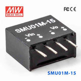 Mean Well SMU01M-15 DC-DC Converter - 1W - 10.8~13.2V in 15V out 67mA