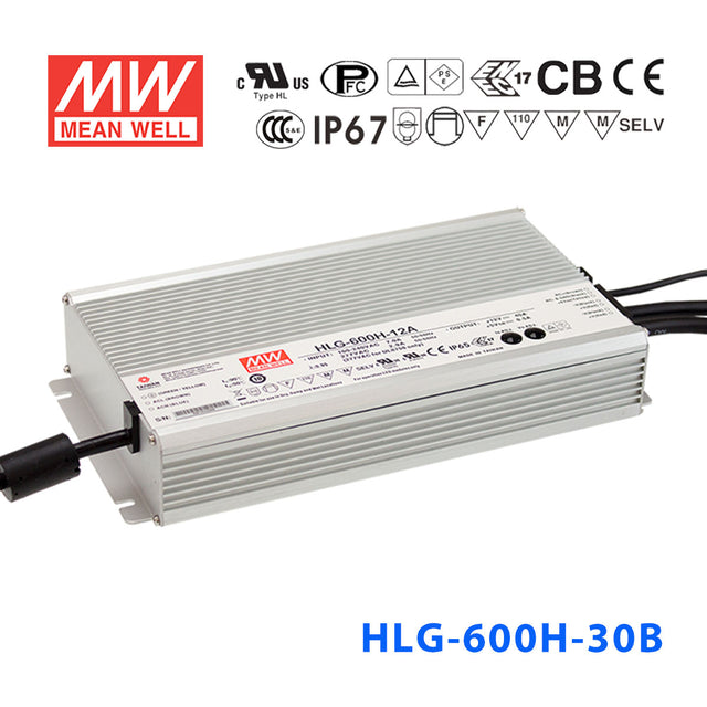 Mean Well HLG-600H-30AB Power Supply 600W 30V - Adjustable and Dimmable 20A