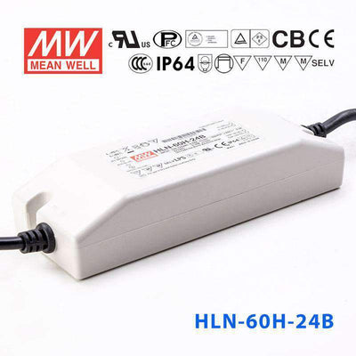 Mean Well HLN-60H-24B Power Supply 60W 24V - IP64, Dimmable 2.5A