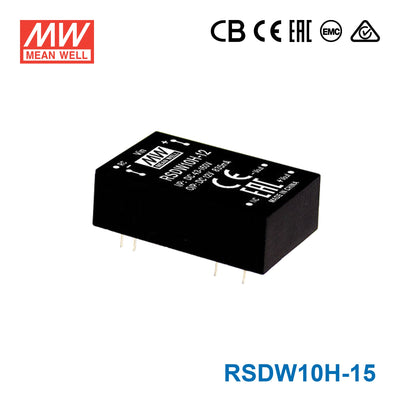 Mean Well RSDW10H-15 DC-DC Converter - 10W - 43~160V in 15V out 666mA