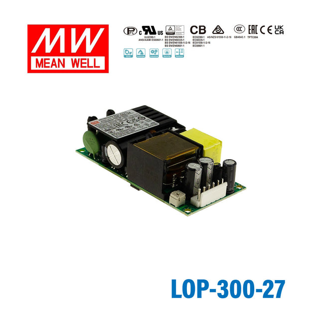 Mean Well LOP-300-27 300W 4"×2" Low Profile Open Frame Power Supply 27V 6.7A