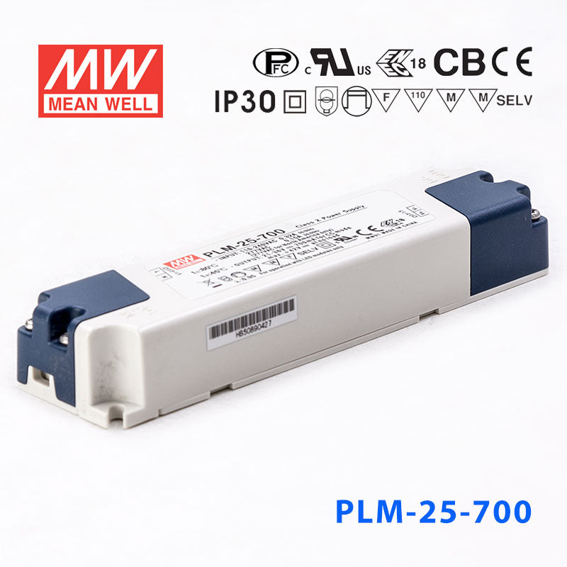 Mean Well PLM-25E-500 AC-DC Single output LED driver Constant Current 0.5A 30-50Vdc