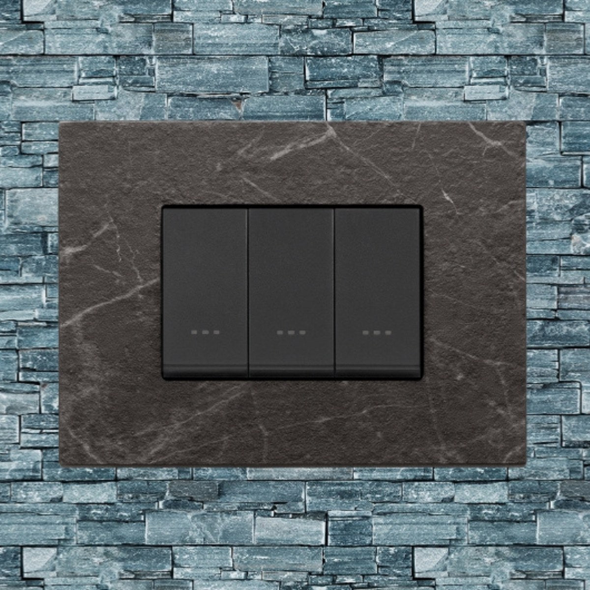 Vimar Eikon Marble 3 Gang Switch - Black Marquina - 16A - PHOTO 5
