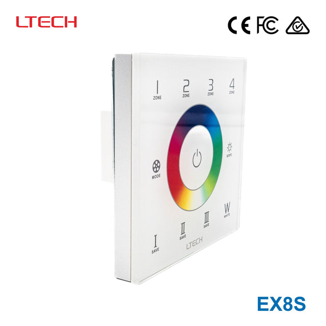 Ltech EX8S Wireless RF/DMX512 Multi-zone Touch Panel - RGBW