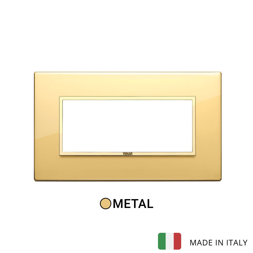 Vimar Eikon Evo Plate 5M Aluminium Polished Gold w Gold Frame