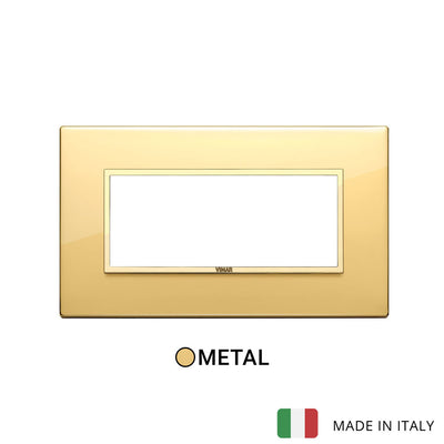 Vimar Eikon Evo Plate 5M Aluminium Polished Gold w Gold Frame