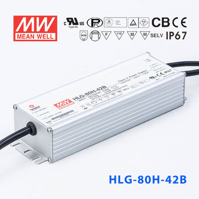 Mean Well HLG-80H-42AB Power Supply 80W 42V - Adjustable and Dimmable 1.95A