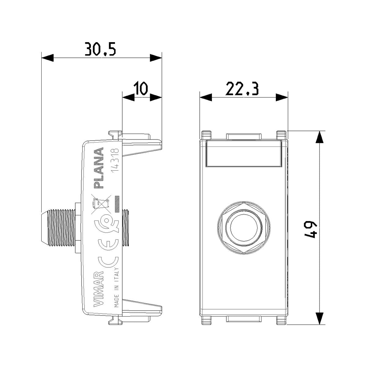 Plana F Type Female Socket Connector White - PHOTO 3