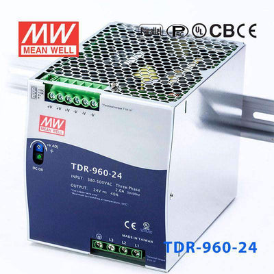 Mean Well TDR-960-24 Single Output Industrial Power Supply 960W 24V 40A - DIN Rail