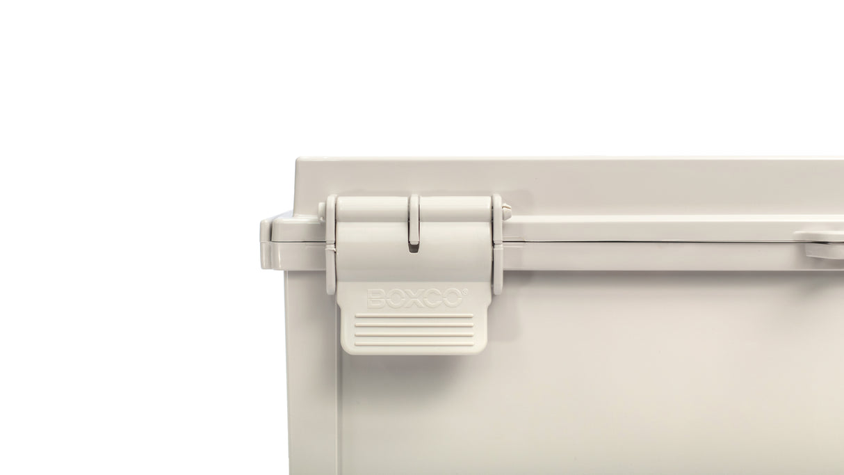 Boxco Q-Series 300x300x160mm Plastic Enclosure, IP67, IK08, ABS, Grey Cover, Hinge Type with Plate - PHOTO 1
