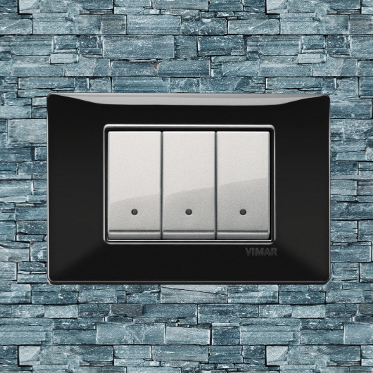 Vimar Plana Plastic 3 Gang Switch - Black - 16A - PHOTO 18