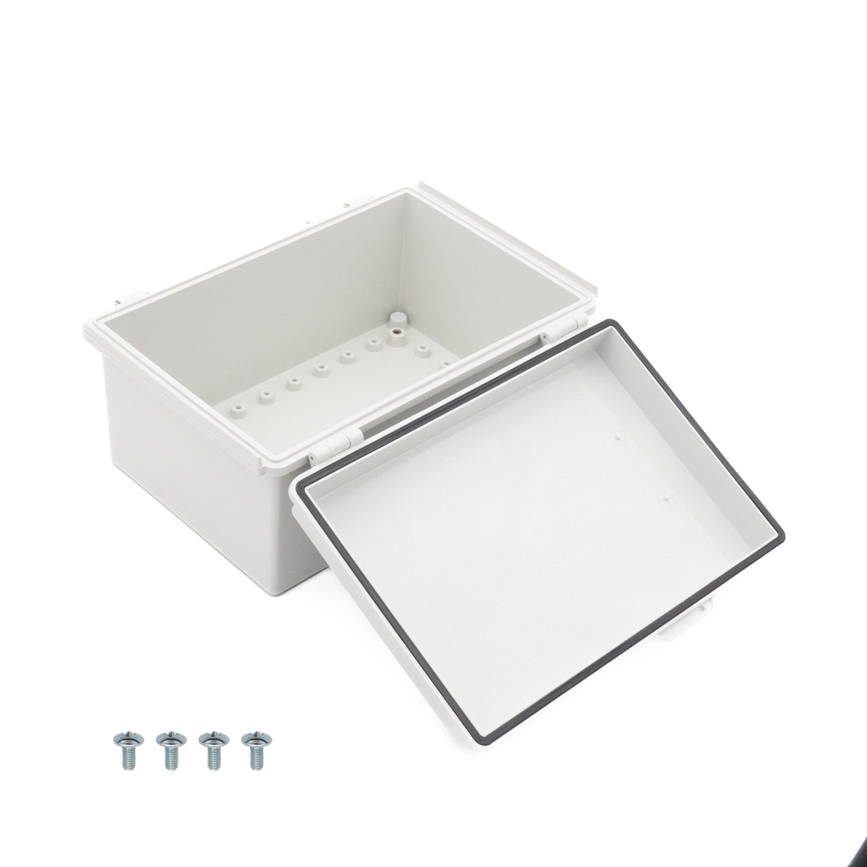 Boxco P-Series 190x280x140mm Plastic Enclosure, IP67, IK08, PC, Grey Cover, Molded Hinge and Latch Type - PHOTO 1
