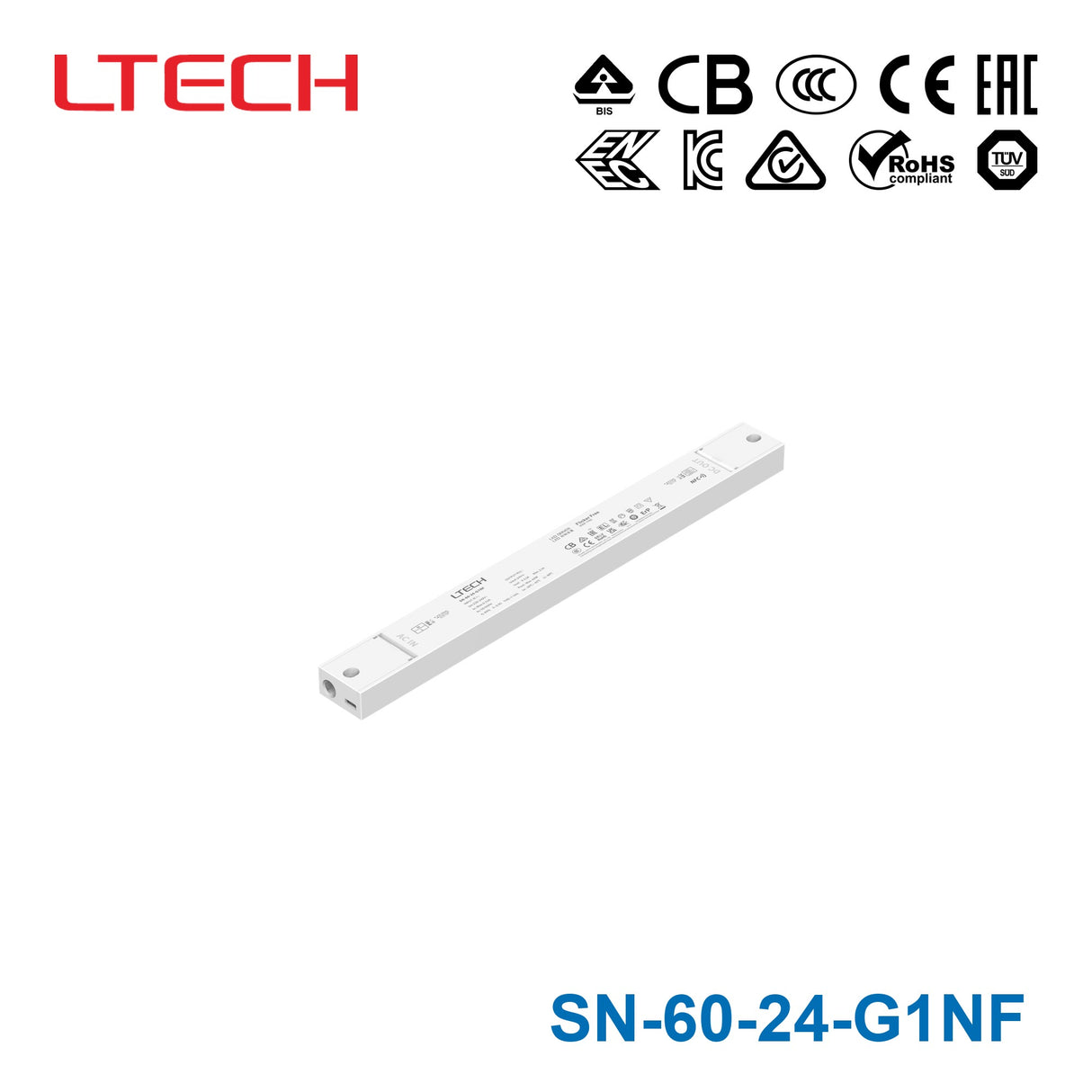 Ltech SN-60-24-G1NF 60W 24VDC CV LED Driver 2.5A