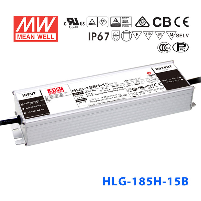 Mean Well HLG-185H-15AB Power Supply 172.5W 15V - Adjustable and Dimmable 11.5A