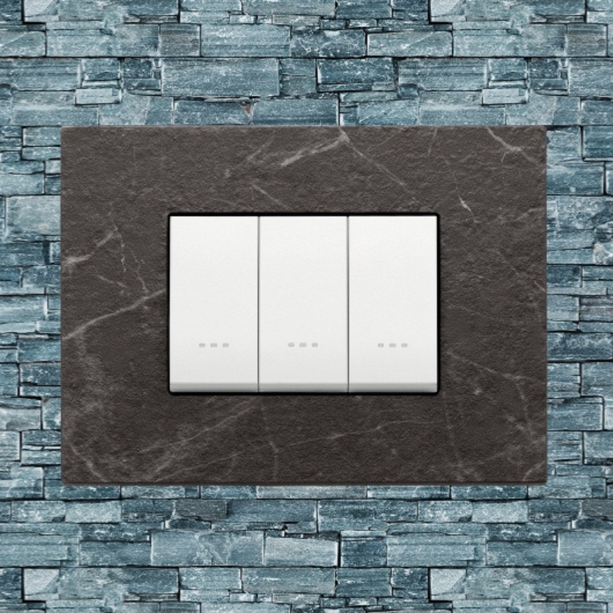 Vimar Eikon Marble 3 Gang Switch - Black Marquina - 16A - PHOTO 4
