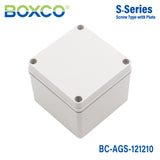 Boxco S-Series 125x125x100mm Plastic Enclosure, IP67, IK08, ABS, Grey Cover, Screw Type