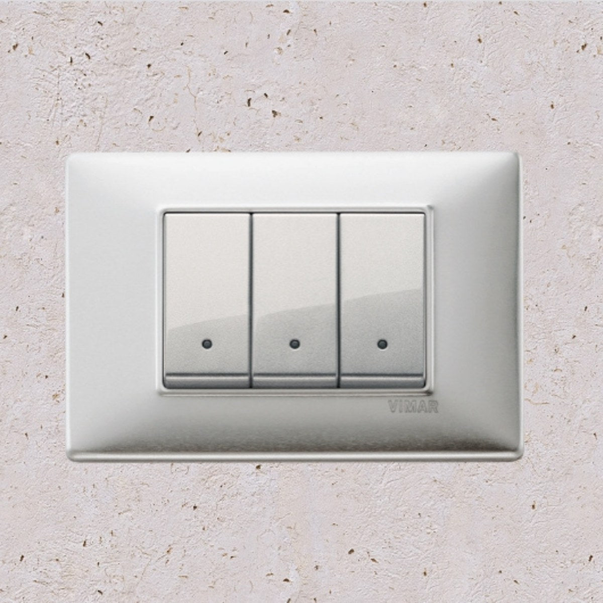 Vimar Plana Metal 3 Gang Switch - Brushed Aluminum - 16A - PHOTO 3