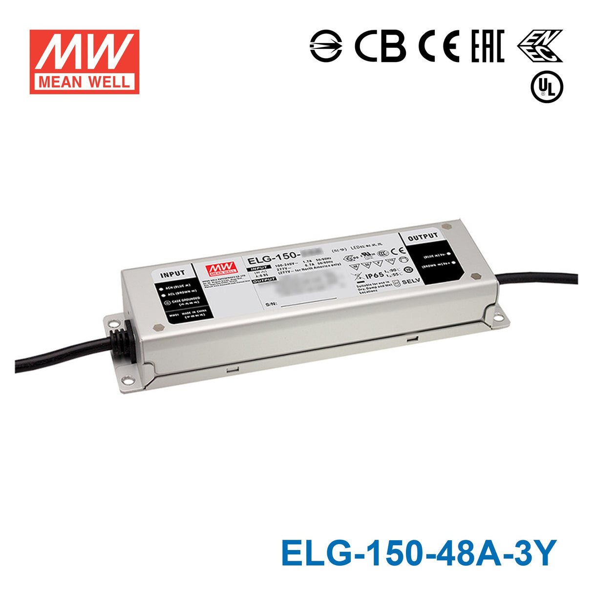 Mean Well ELG-150-48A-3Y AC-DC Single output LED Driver Mix Mode (CV+CC) with PFC 3.13A