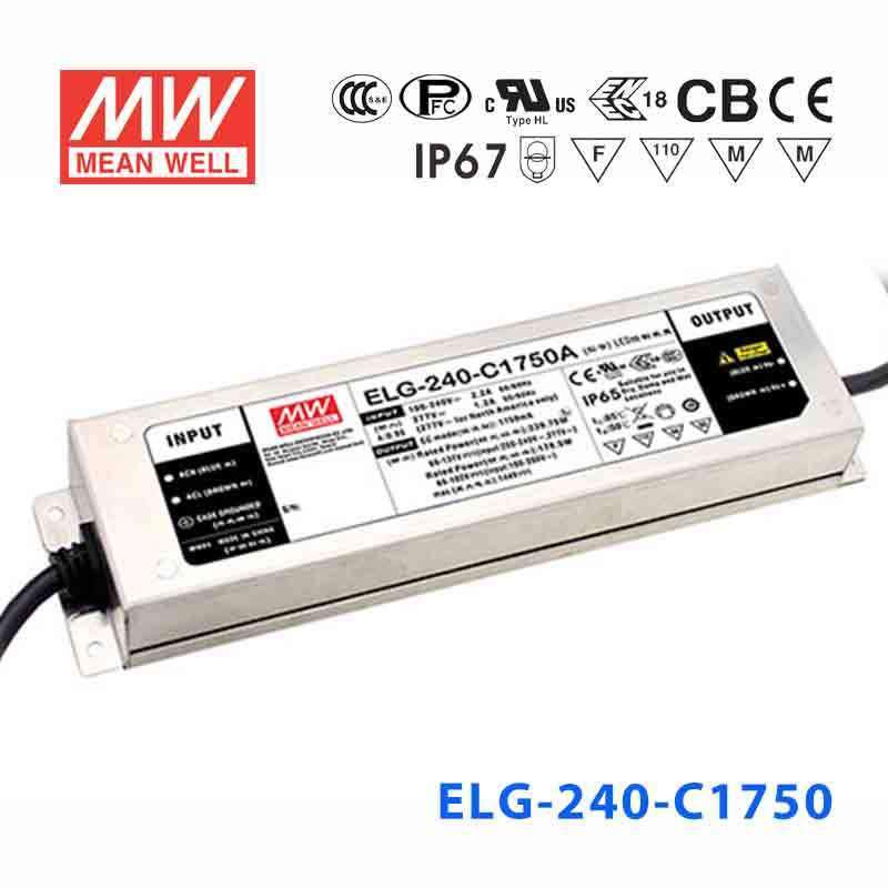 Mean Well ELG-240-C1750AB Power Supply 240W 1750mA - Adjustable and Dimmable