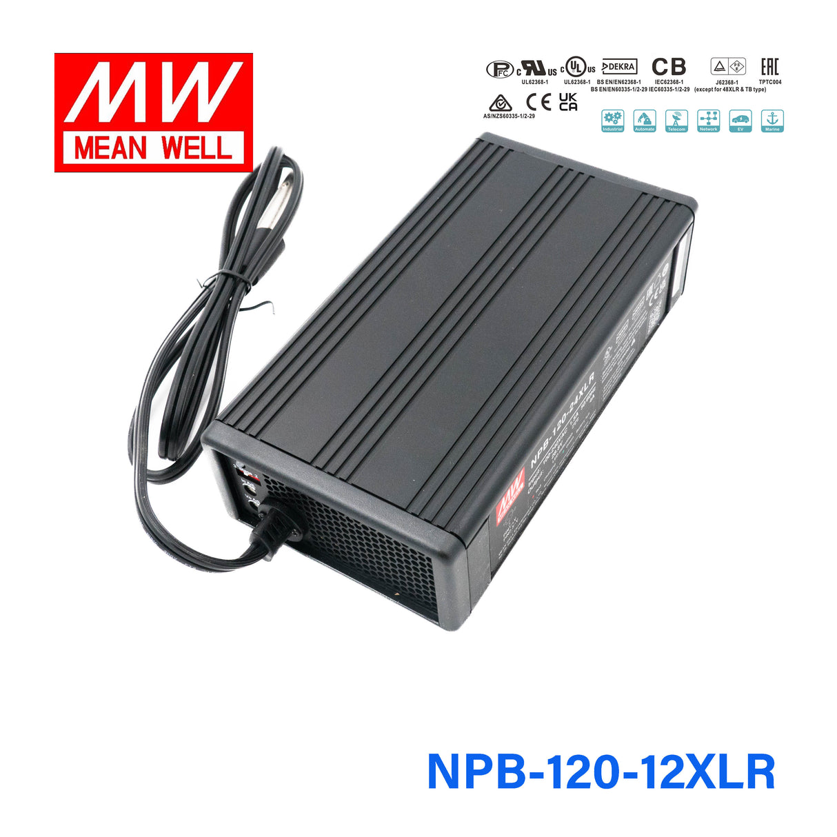 Mean Well NPB-120-12XLR Battery Charger 120W 12V 3 Pin Power Pin 6.8A