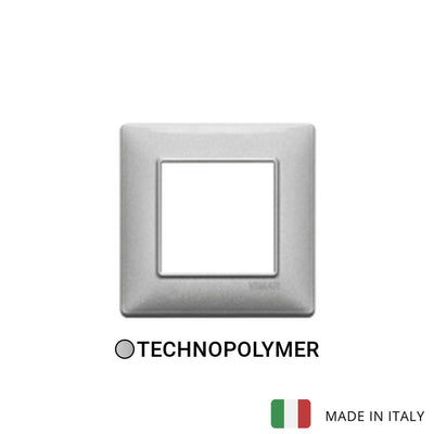 Vimar Plana Plate 2M Technopolymer Metallized Silver - Square