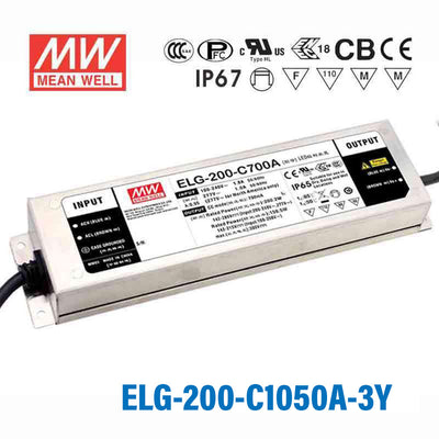 Mean Well ELG-200-C1050A Power Supply 200W 1050mA - Adjustable