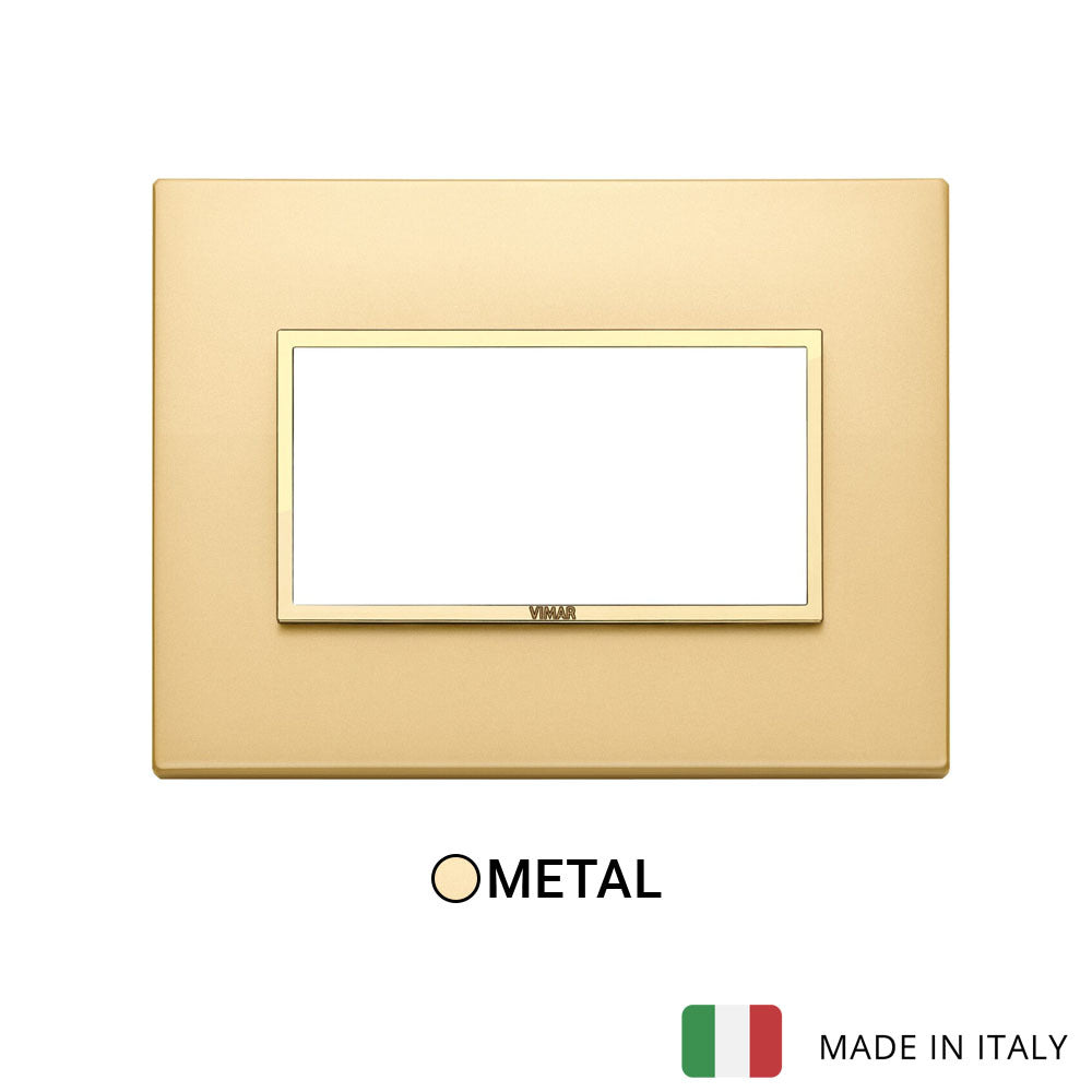 Vimar Eikon Evo Plate 4M Aluminium Satin Gold w Gold Frame