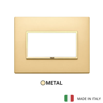 Vimar Eikon Evo Plate 4M Aluminium Satin Gold w Gold Frame
