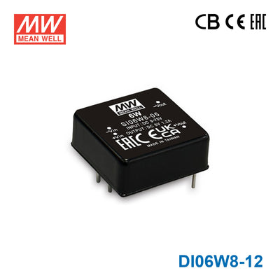 Mean Well SI06W8-03 8:1 Ultra-Wide Input DC-DC Regulated Converter, Single Output 6W 3.3V 5mA