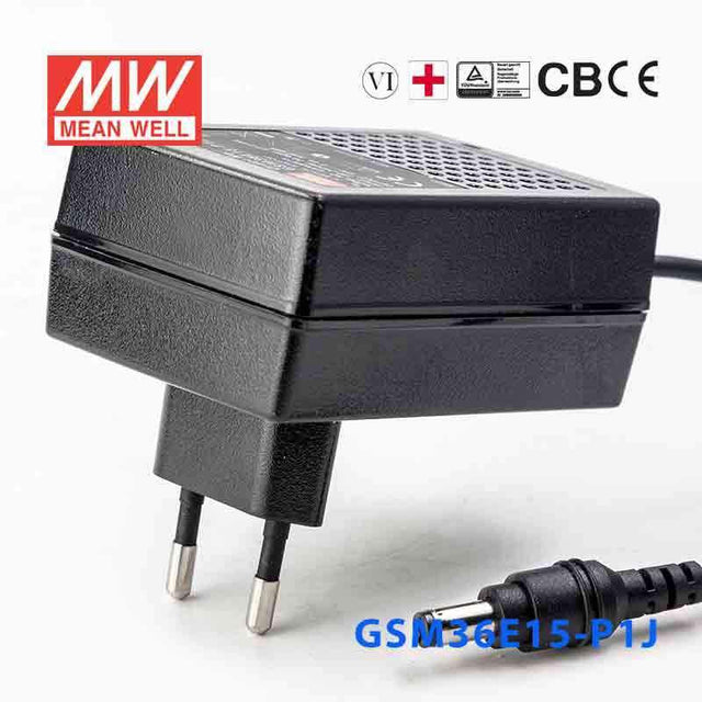 Mean Well GSM36E15-P1J Power Supply 36W 15V 2.4A