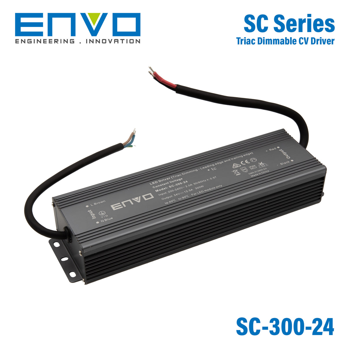 AC Triac Dimmable driver 200-240Vac 300W 24V No Load Requirement 12.5A