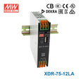 Mean Well XDR-75-12LA High-End Ultra Slim Industrial Din Rail Power Supply 74.88W 12V with Lever Actuated Connector 6.24A