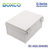 Boxco Q-Series 300*400*180mm Plastic Enclosure, IP67, IK08, ABS, Grey Cover, Hinge Type with Plate