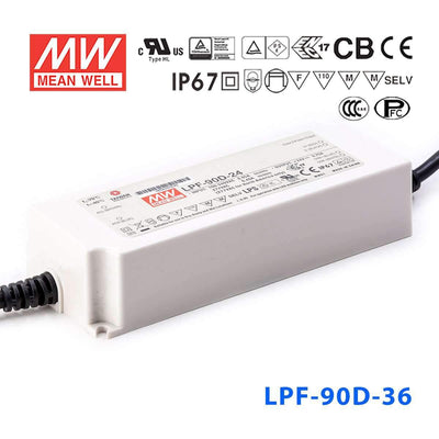 Mean Well LPF-90D-36 Power Supply 90W 36V - Dimmable 2.5A
