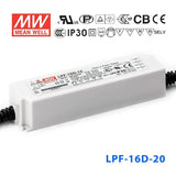 Mean Well LPF-16D-20 Power Supply 16W 20V - Dimmable 800mA