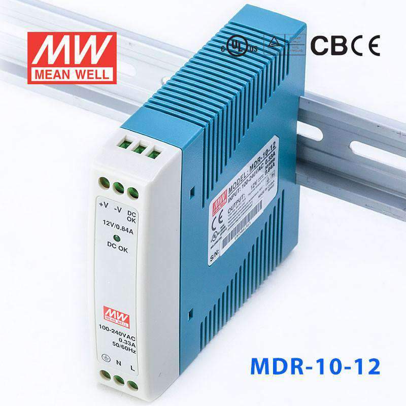 Mean Well MDR-10-12 Single Output Industrial Power Supply 10W 12V - DIN Rail