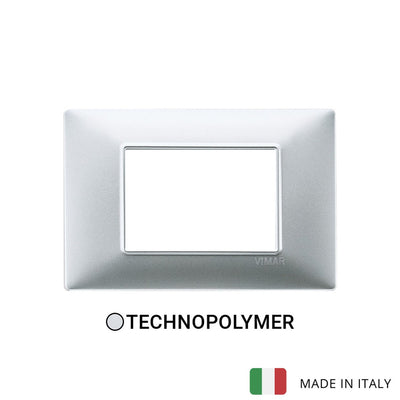 Vimar Plana Plate 3M Technopolymer Matt Silver