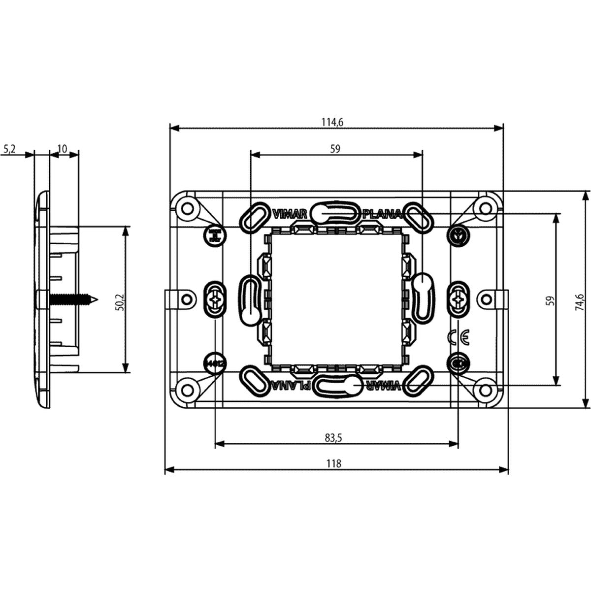 Vimar Plana Frame 2 CentralM + Screws - PHOTO 1