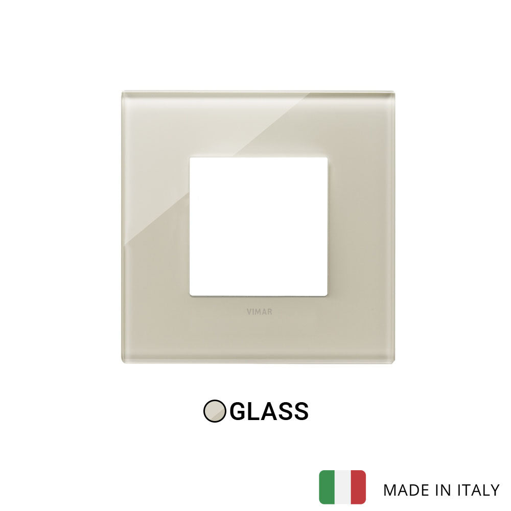 Vimar Eikon Exe Plate 2M Glass Canvas White - Square