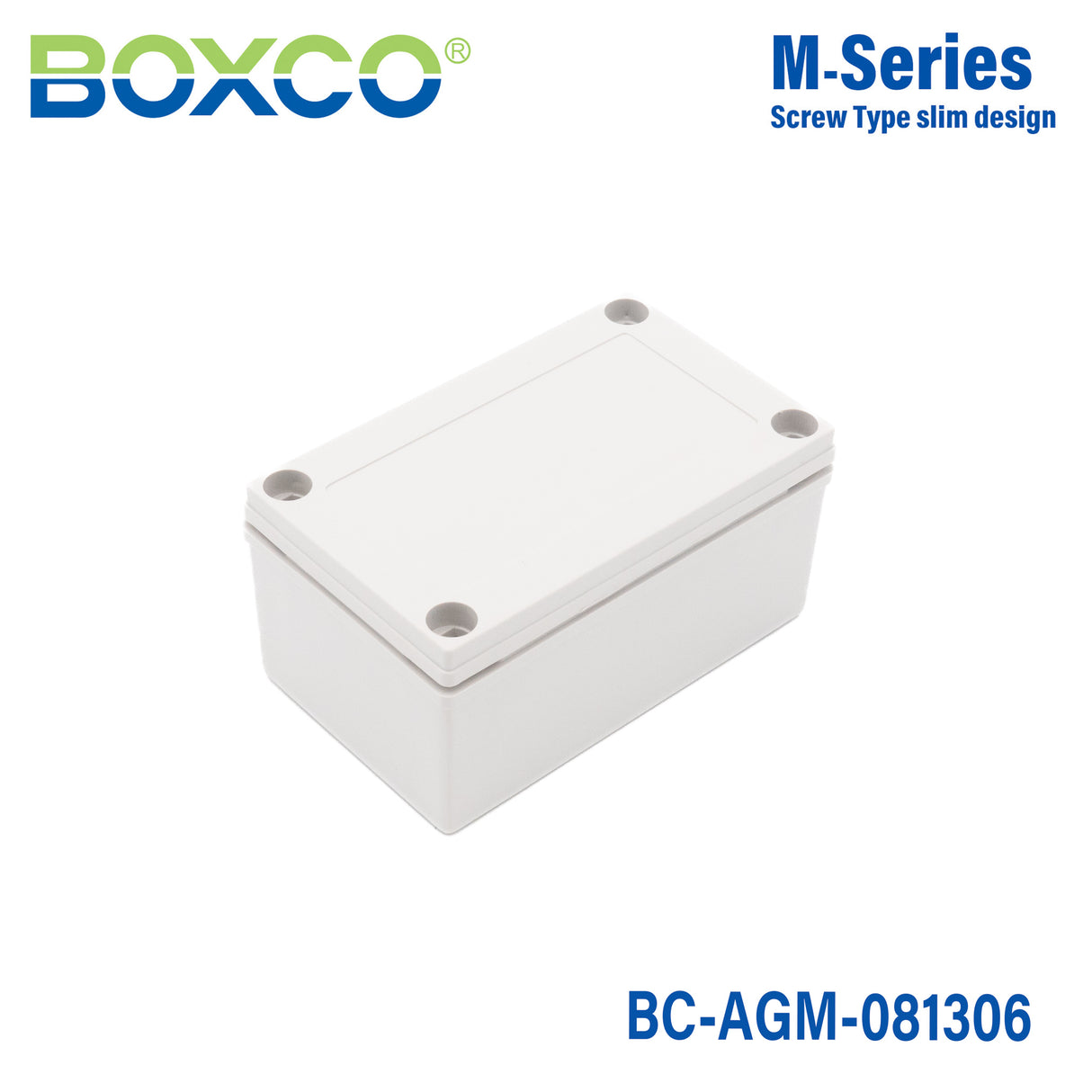 Boxco M-Series 80x130x60mm Plastic Enclosure, IP67, IK08, ABS, Grey Cover, Screw Type