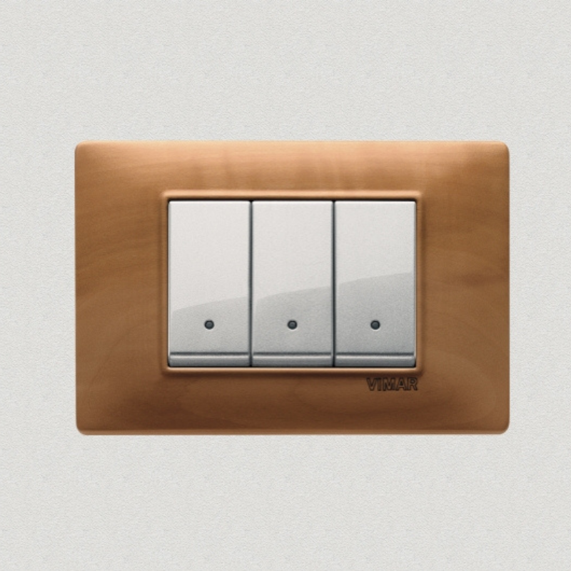 Vimar Plana Wood 3 Gang Switch - Wood Pear Tree - 16A - PHOTO 11