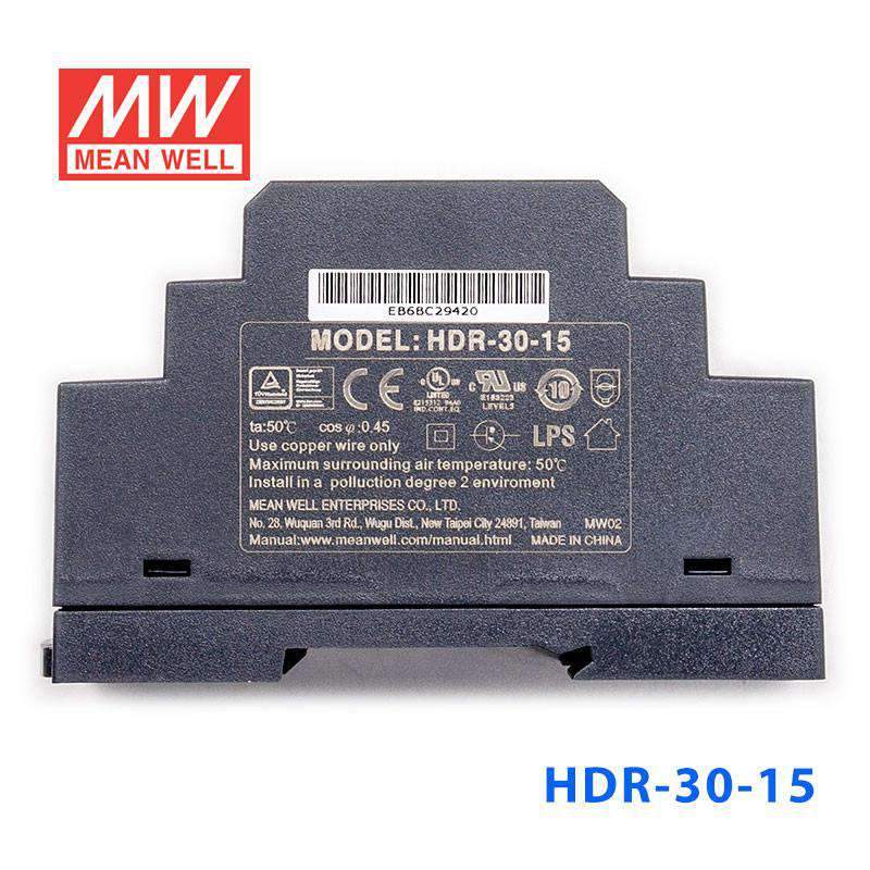 Mean Well HDR-30-15 Ultra Slim Step Shape Power Supply 30W 15V - DIN Rail - PHOTO 2