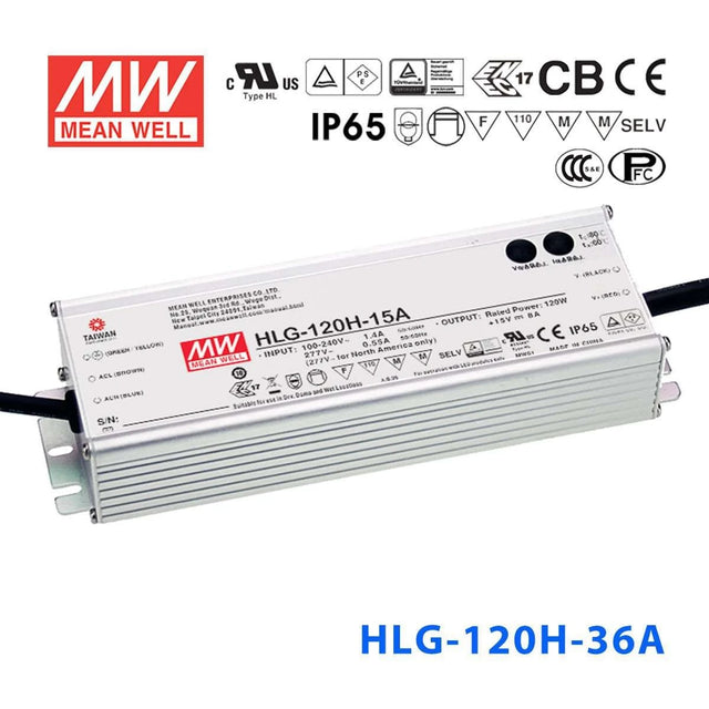 Mean Well HLG-120H-36A Power Supply 120W 36V - Adjustable 3.4A