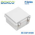 Boxco P-Series 150x150x90mm Plastic Enclosure, IP67, IK08, PC, Grey Cover, Molded Hinge and Latch Type