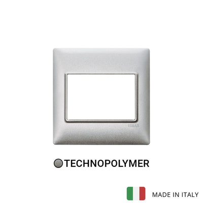 Vimar Plana Plate 5M BS Technopolymer Metallized Silver