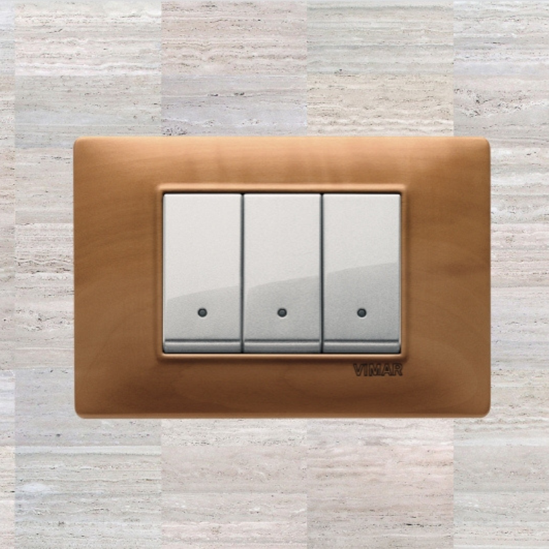 Vimar Plana Wood 3 Gang Switch - Wood Pear Tree - 16A - PHOTO 12