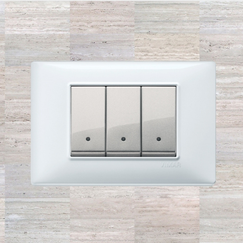 Vimar Plana Plastic 3 Gang Switch - White - 16A - PHOTO 4