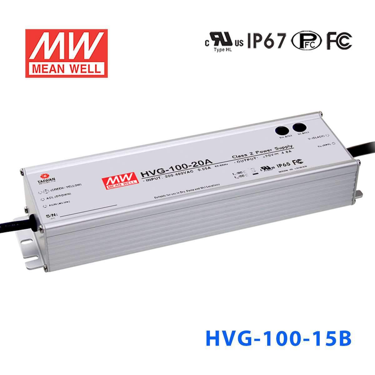 Mean Well HVG-100-15B Power Supply 75W 15V - Dimmable 5A