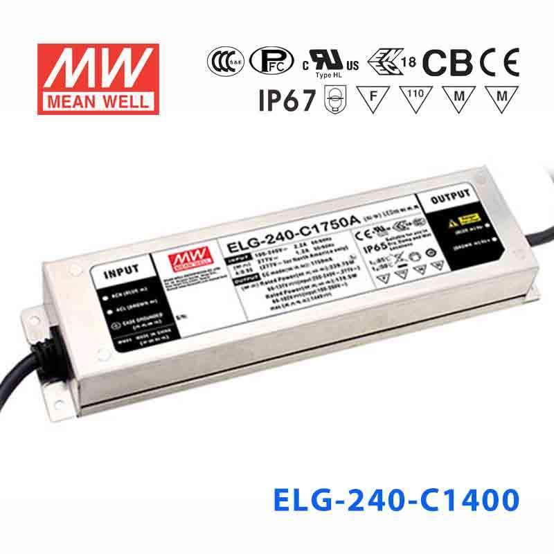 Mean Well ELG-240-C1400AB Power Supply 240W 1400mA - Adjustable and Dimmable