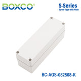 Boxco S-Series 80×250×85mm Plastic Enclosure, IP67, IK08, ABS, Grey Cover, Screw Type